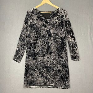 J.Jill Dress Women S Petite Gray Black Silk Blend Velour Burnout 90s Glam Goth